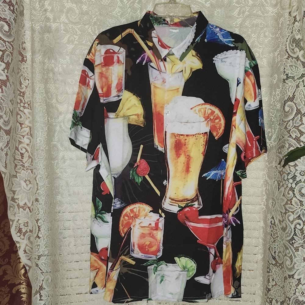 Men's Tropical Cocktail Print Shirt